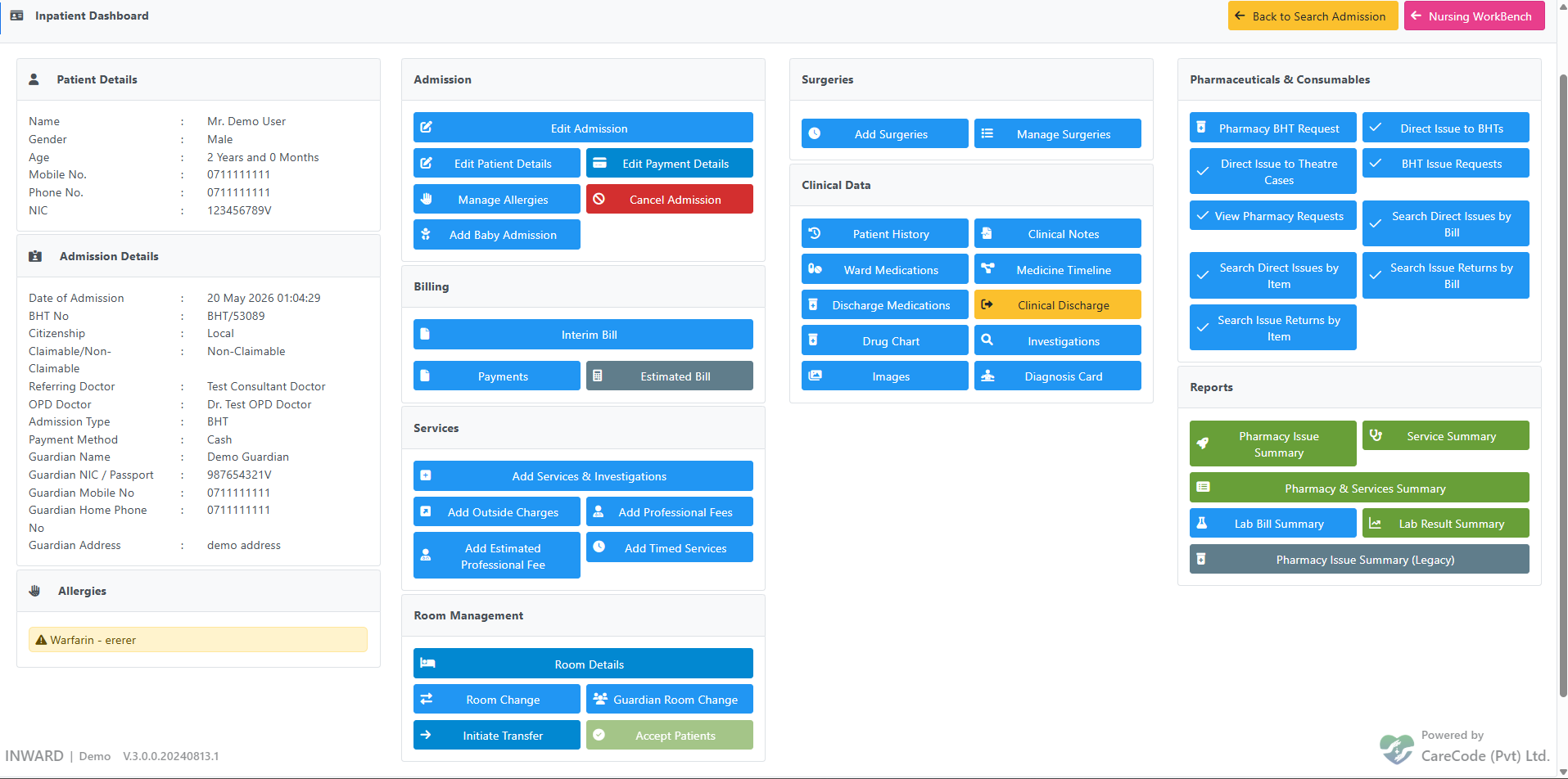 CareCode Inpatient Dashboard